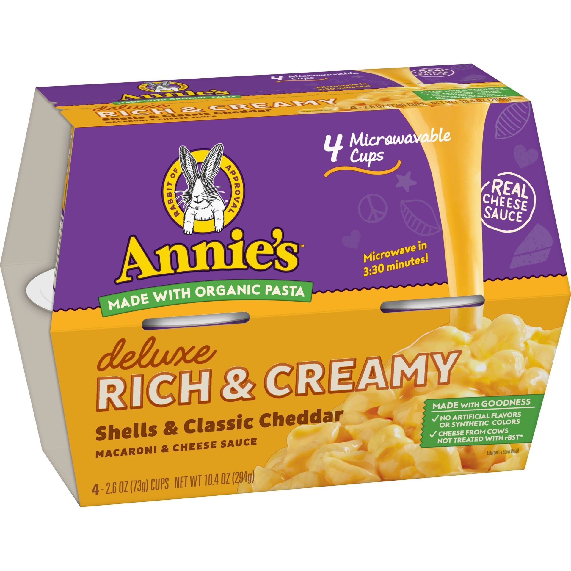 slide 1 of 1, Annie's Classic Deluxe Microwavable Mac and Cheese Cups - 10.4oz/4ct, 4 ct; 10.4 oz