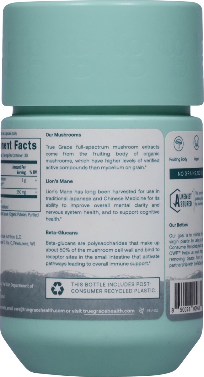 slide 12 of 14, True Grace Fruiting Body Lion's Mane 60 Vegan Capsules, 1 ct
