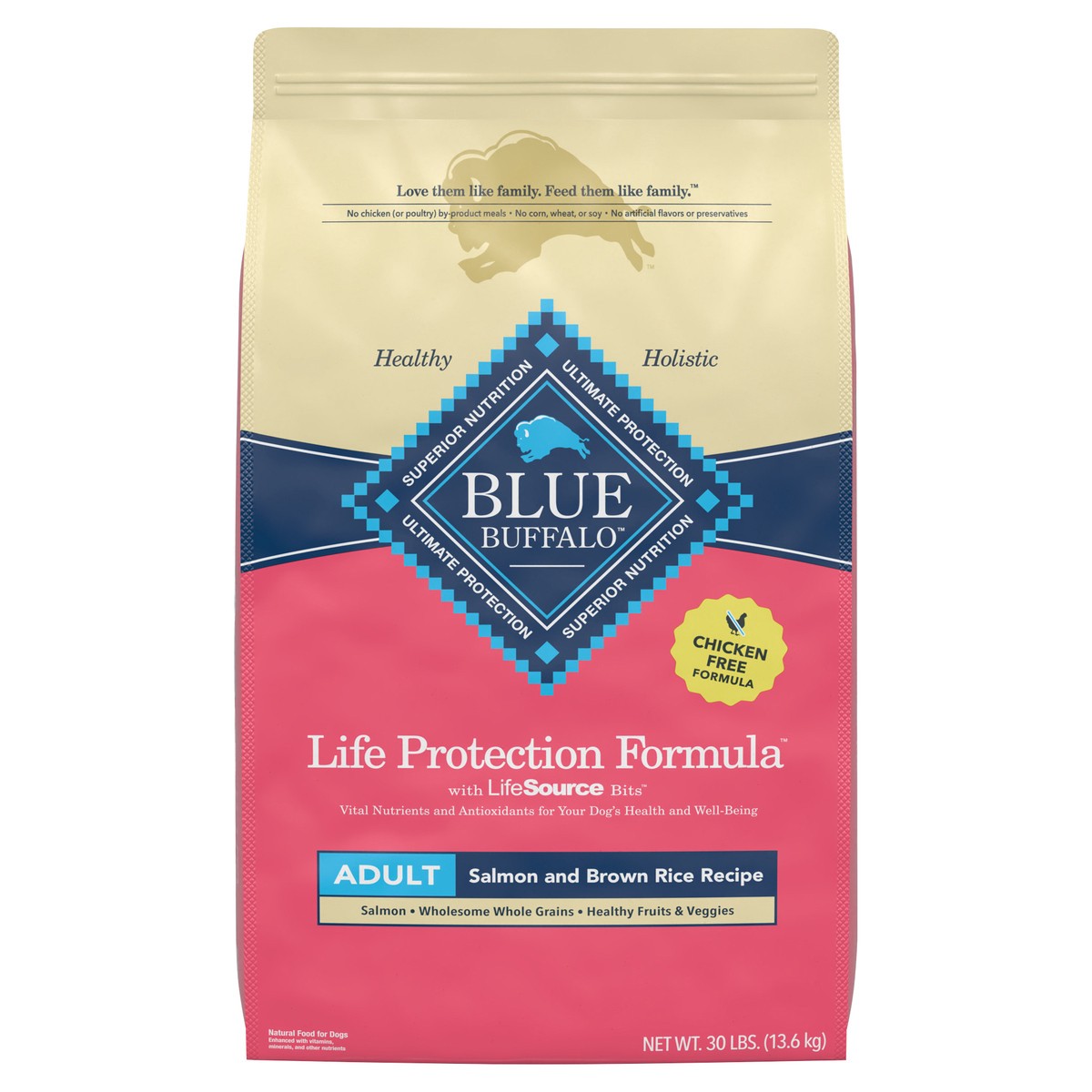 slide 1 of 13, Blue Buffalo Life Protection Formula Adult Dry Dog Food, Helps Build and Maintain Strong Muscles, Made with Natural Ingredients, Salmon & Brown Rice Recipe, 30-lb. Bag, 30 lb