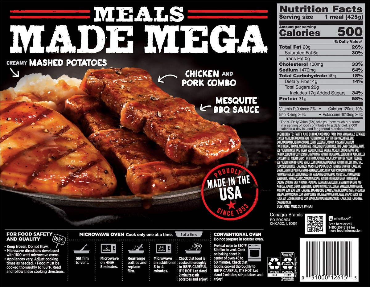 slide 10 of 11, Banquet Mega Meals Backyard BBQ Combo Frozen Dinner, 15 Ounce, 15 oz