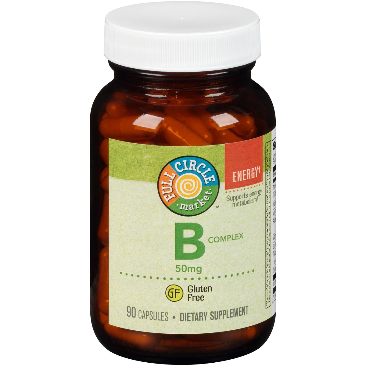 slide 1 of 1, Full Circle Market B Complex 50 Mg Supports Energy Metabolism Dietary Supplement Capsules, 90 ct; 50 mg