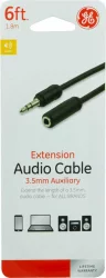 Ge 3.5Mm Auxiliary Extension Audio Cable - Black - 6 Foot