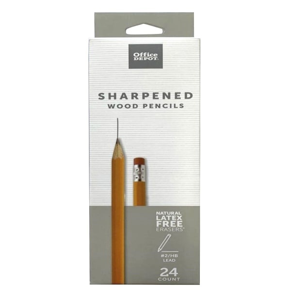 slide 1 of 1, Office Depot Brand Presharpened Wood Pencils, #2 Medium Soft Lead, Yellow, Pack Of 24 Pencils, 24 ct