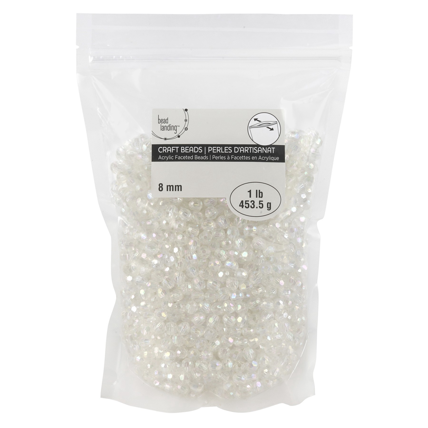 slide 3 of 3, Clear Aurora Borealis Faceted Acrylic Round Craft Beads By Bead Landing, 8mm, 8mm