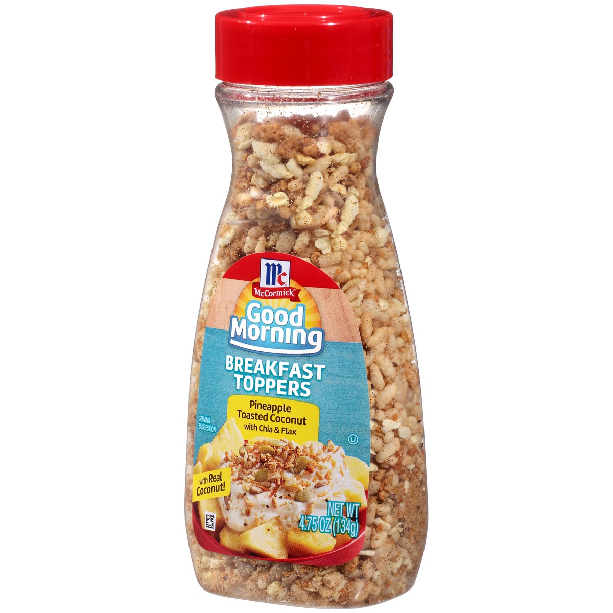 slide 9 of 14, McCormick Good Morning Breakfast Toppers Pineapple Toasted Coconut with Chia & Flax 4.75 oz Bottle, 4.75 oz