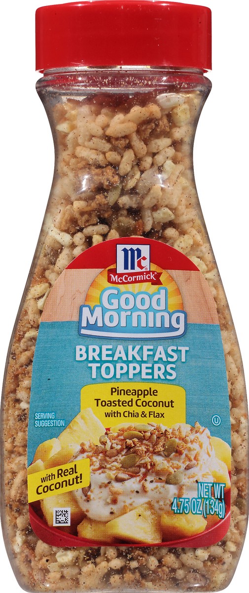 slide 1 of 14, McCormick Good Morning Breakfast Toppers Pineapple Toasted Coconut with Chia & Flax 4.75 oz Bottle, 4.75 oz