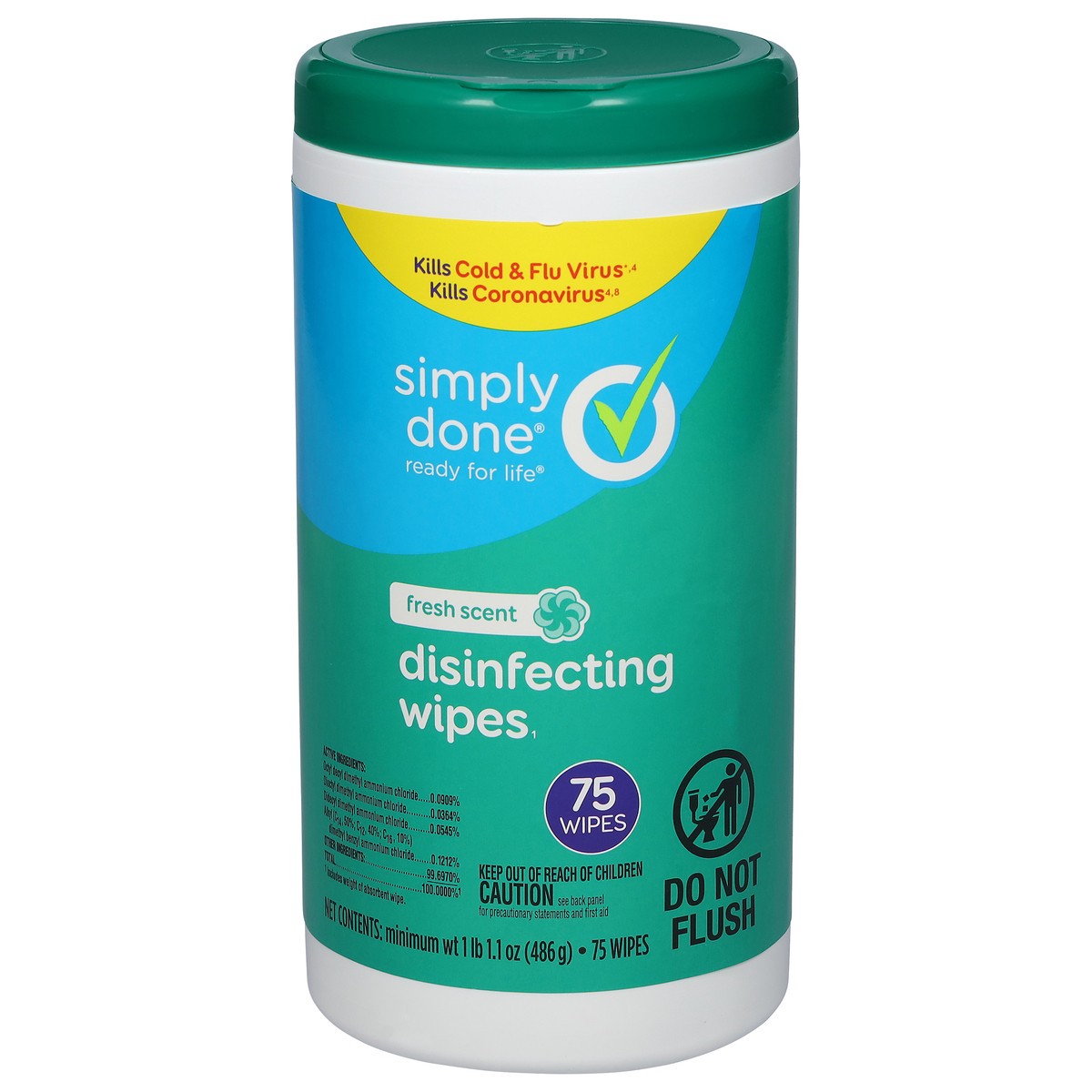 slide 3 of 10, Simply Done Disinfecting Wipes Fresh, 75 ct