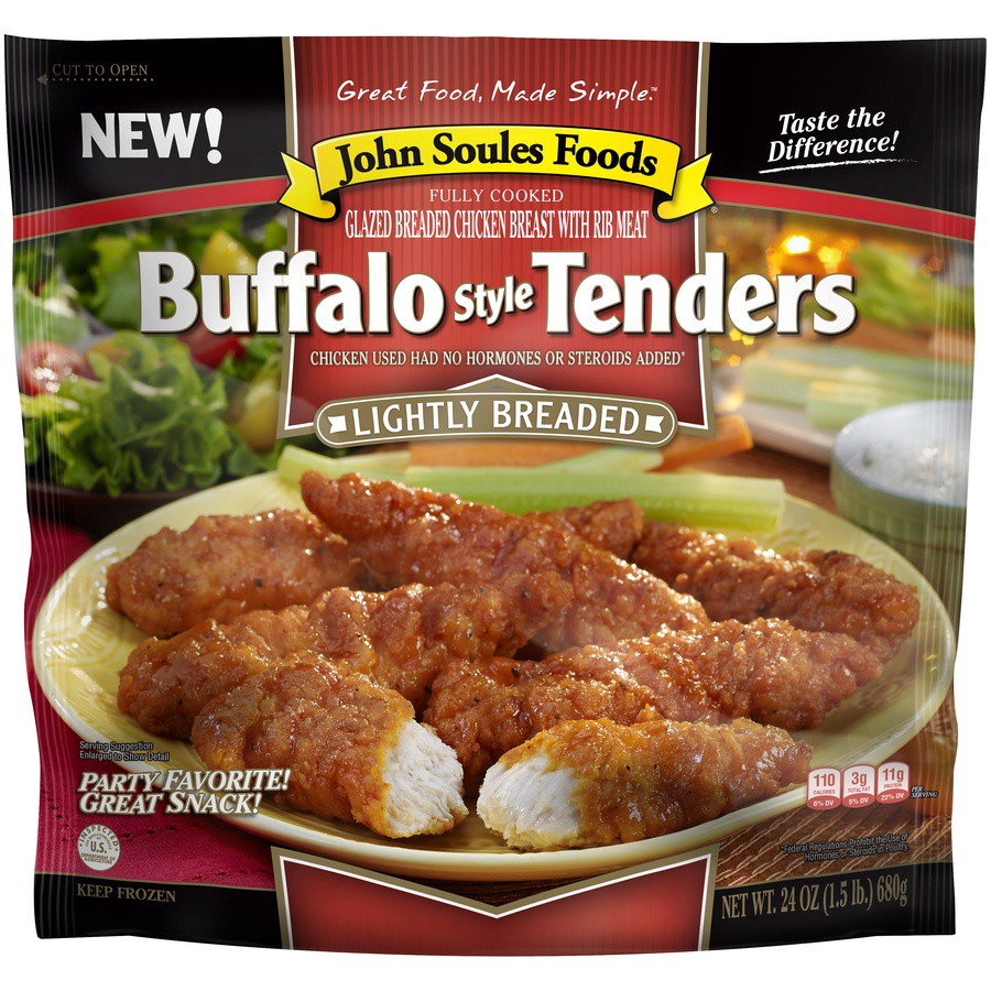 slide 1 of 6, John Soules Foods Buffalo Style Lightly Breaded Chicken Tenders 24 oz, 24 oz