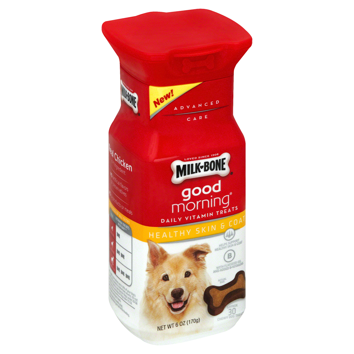 MilkBone Good Morning Daily Vitamin Dog Treats, Healthy Skin and Coat Bottle 6 oz Shipt