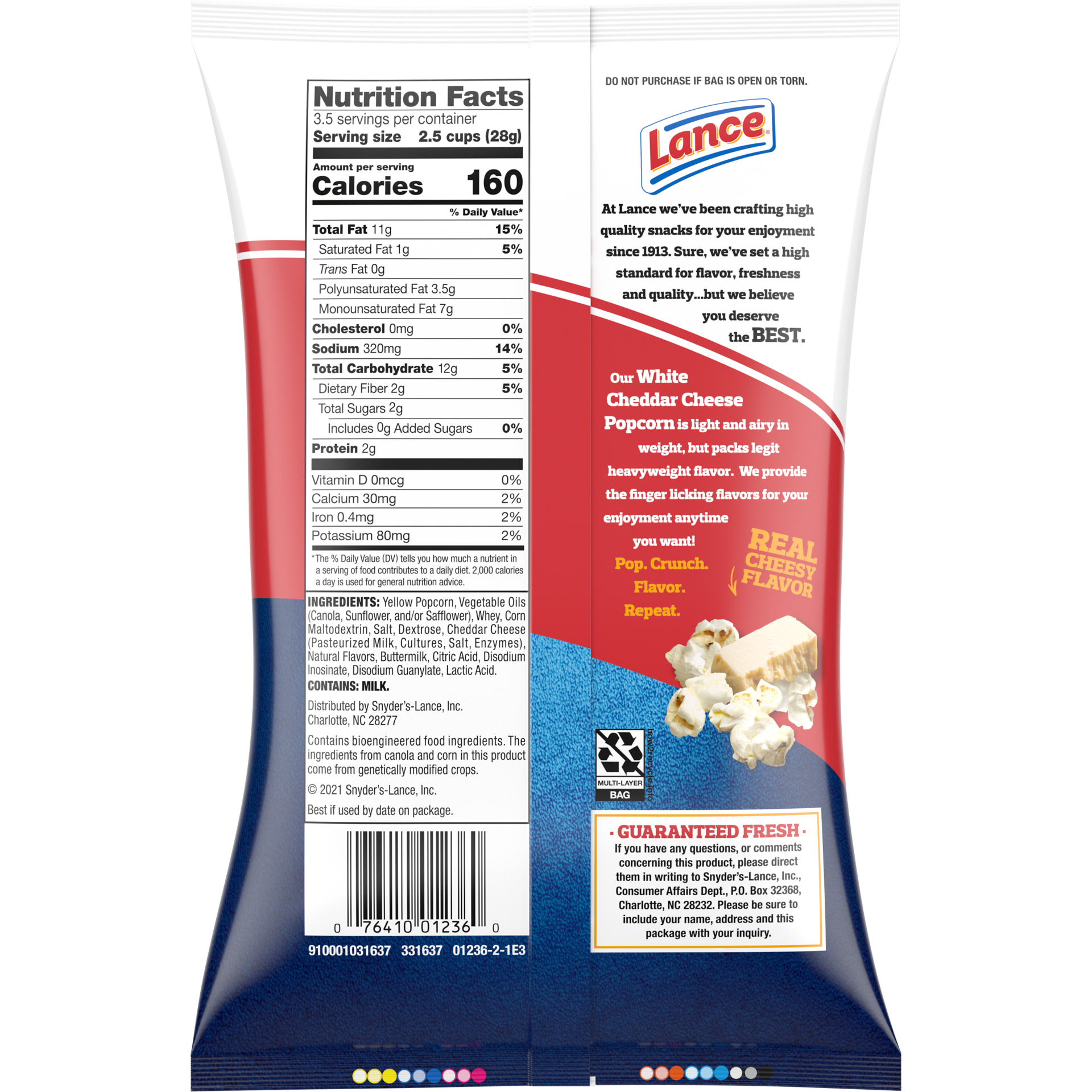 slide 3 of 5, Lance White Cheddar Cheese Popcorn, 3.5 Oz, 3.5 oz