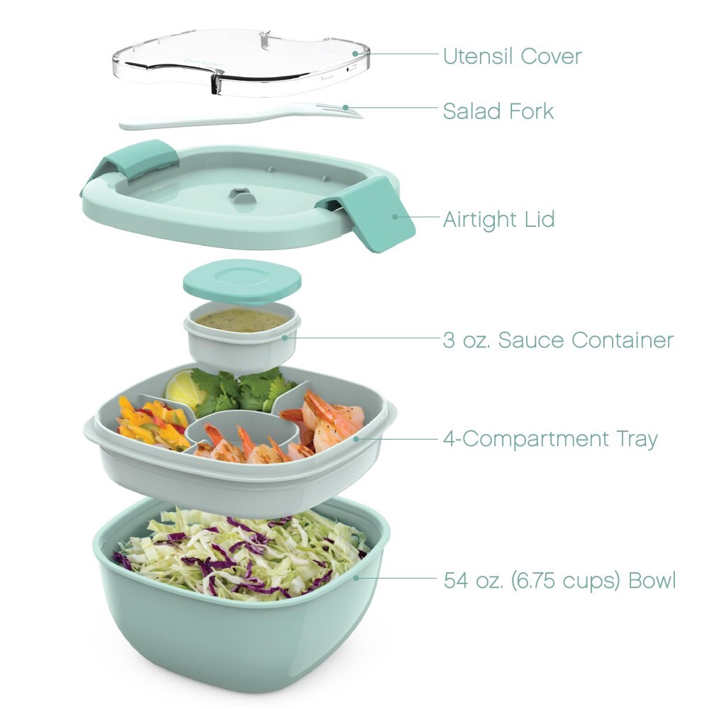 slide 3 of 4, Bentgo Salad On-The-Go Food Container - Coastal Aqua, 1 ct