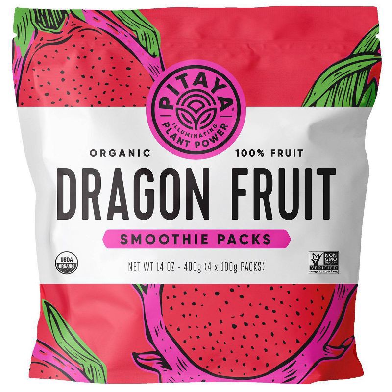 slide 1 of 11, Pitaya Foods Organic Dragon Fruit Smoothie Packs 4 - 100 g Packs, 4 ct