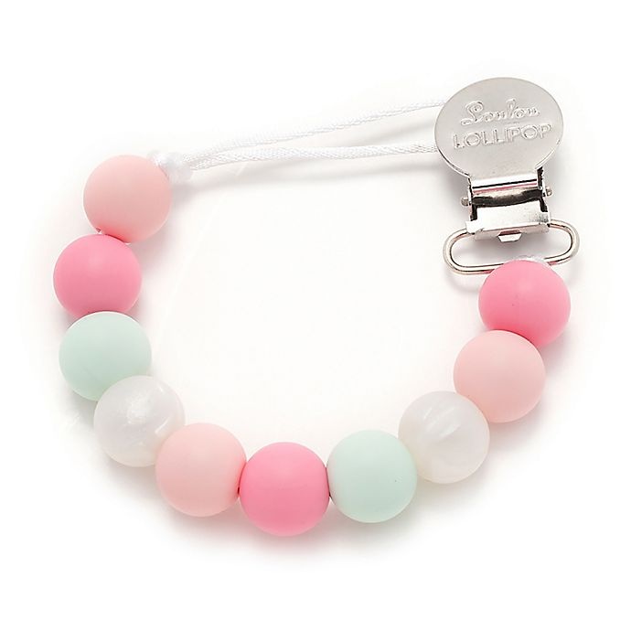 slide 1 of 1, Loulou Lollipop Pacifier Clip - Pink/Mint, 1 ct