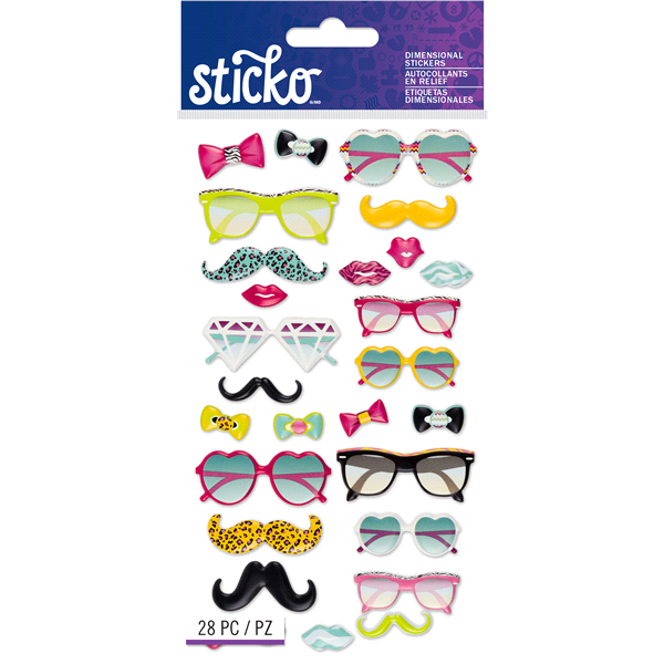 slide 1 of 1, Sticko Stickers Glasses & Shades, 28 ct