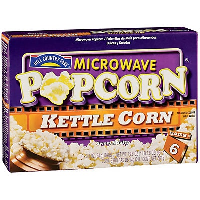 slide 1 of 1, Hill Country Fare Kettle Corn Microwave Popcorn, 6 ct