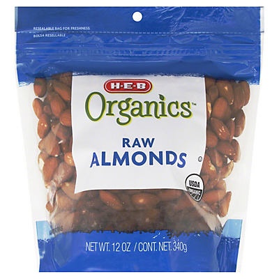 slide 1 of 1, H-E-B Organics Raw Almonds, 1 ct