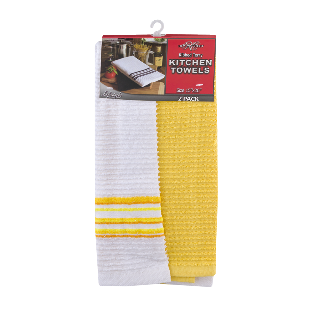 slide 1 of 1, Royal Crest Ribbed Kitchen Towels, 2 ct