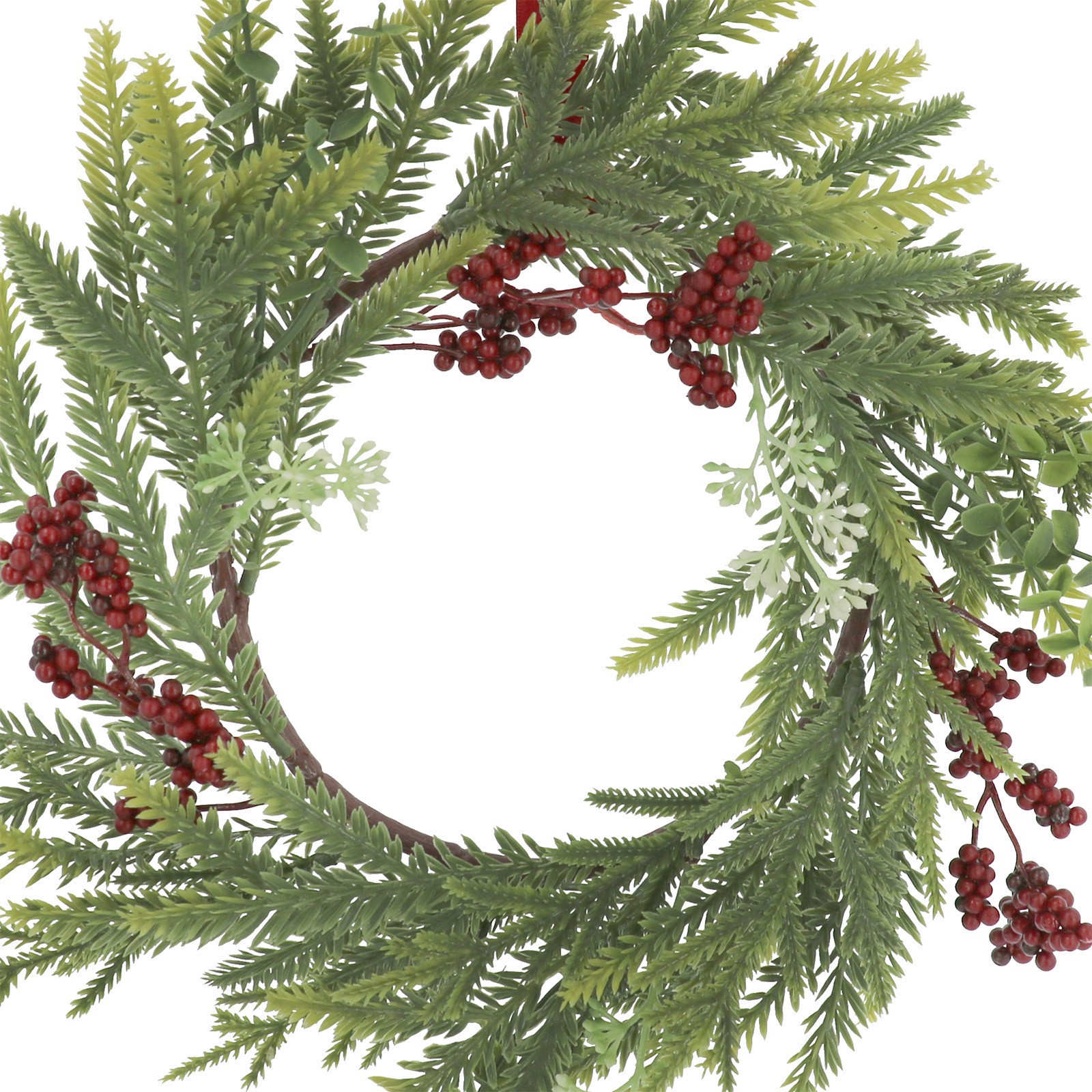 slide 3 of 3, 12" Mini Pine With Red Berry & Eucalyptus Wreath By Ashland, 12 in