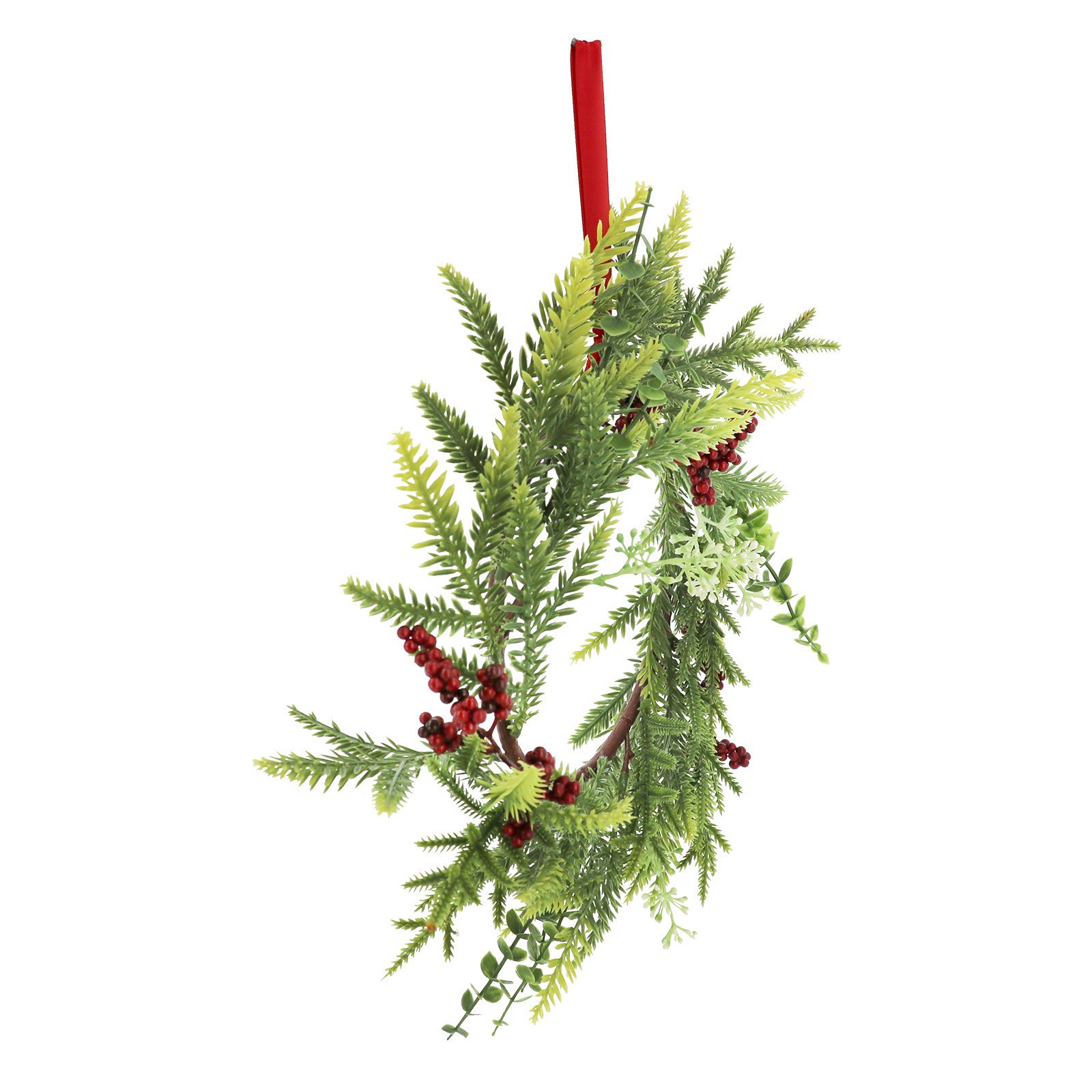 slide 2 of 3, 12" Mini Pine With Red Berry & Eucalyptus Wreath By Ashland, 12 in