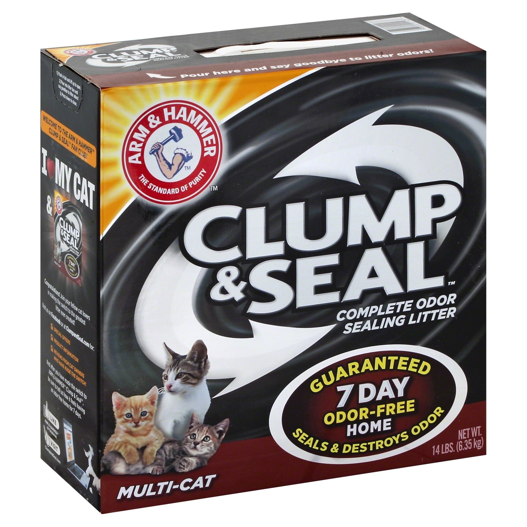 slide 1 of 4, ARM & HAMMER Clump & Seal Multi-Cat Complete Odor Sealing Litter, 14 lb