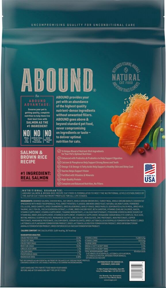 slide 3 of 5, Abound Salmon & Brown Rice Dry Cat Food, 16 lb