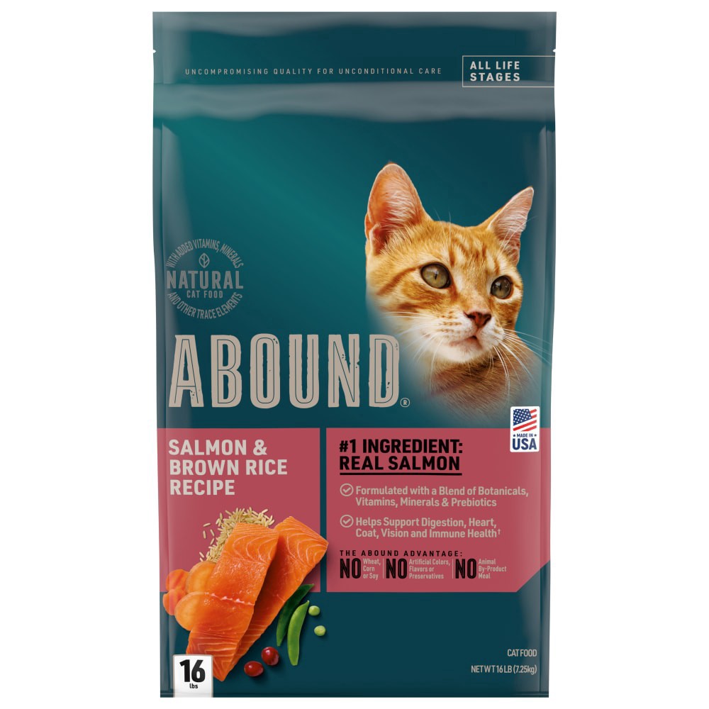 slide 1 of 5, Abound Salmon & Brown Rice Dry Cat Food, 16 lb