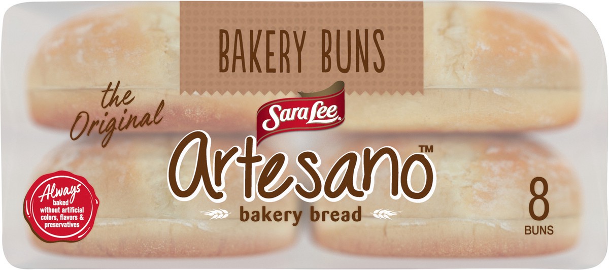 slide 6 of 9, Sara Lee Artesano White Bakery Buns, 8 count, Hamburger Buns, 19 oz Bag, 8 ct