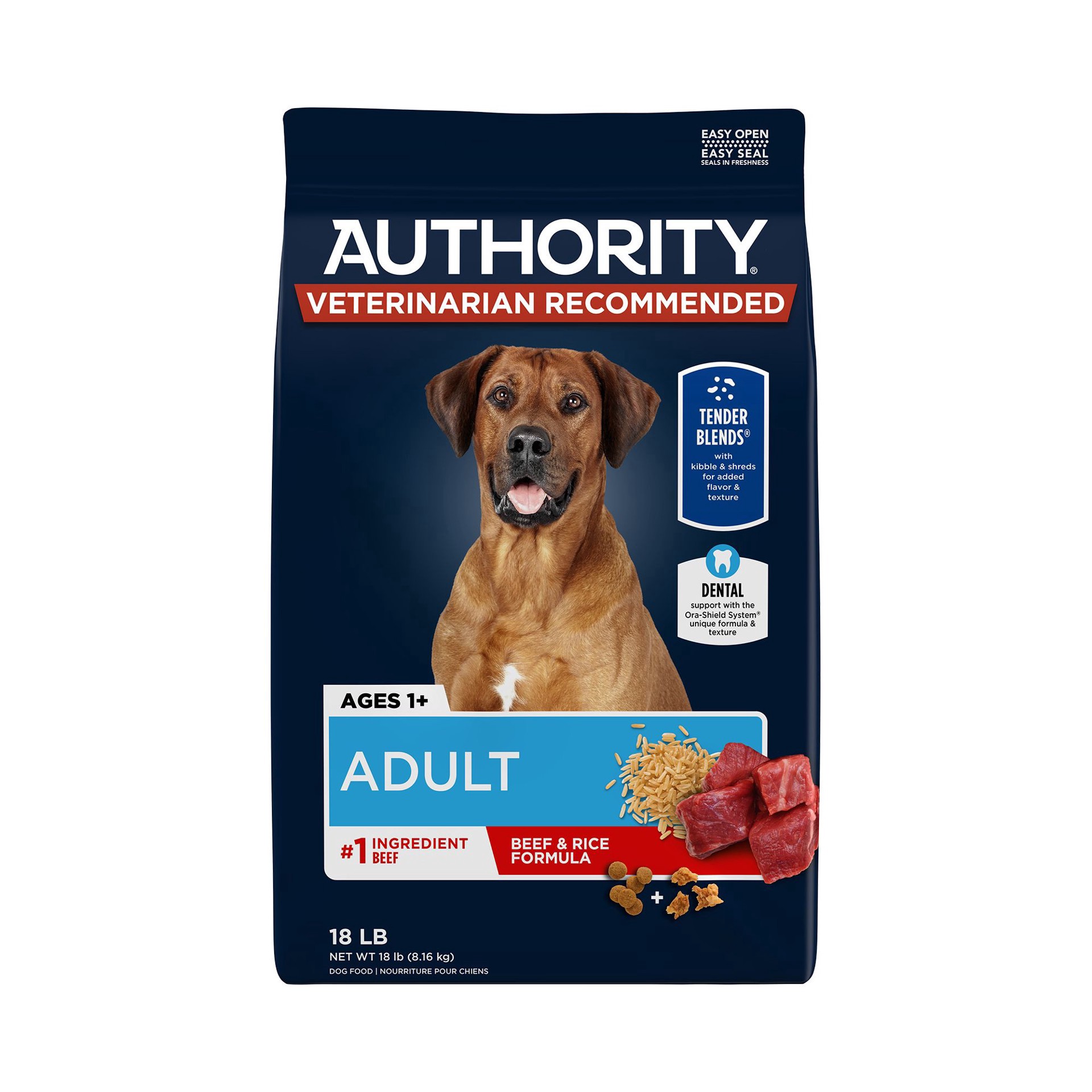 slide 1 of 1, Authority Everyday Health Tender Blends Adult Dry Dog Food - Beef & Rice, 18 lb