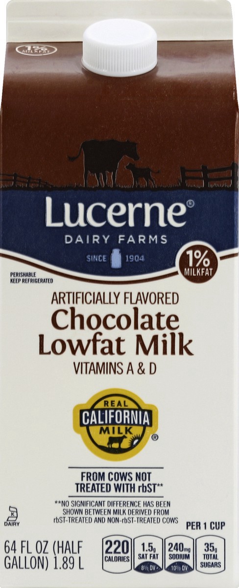 slide 2 of 4, Lucerne Dairy Farms Lucerne Milk Chocolate Lowfat 1% - Half Gallon, 64 oz