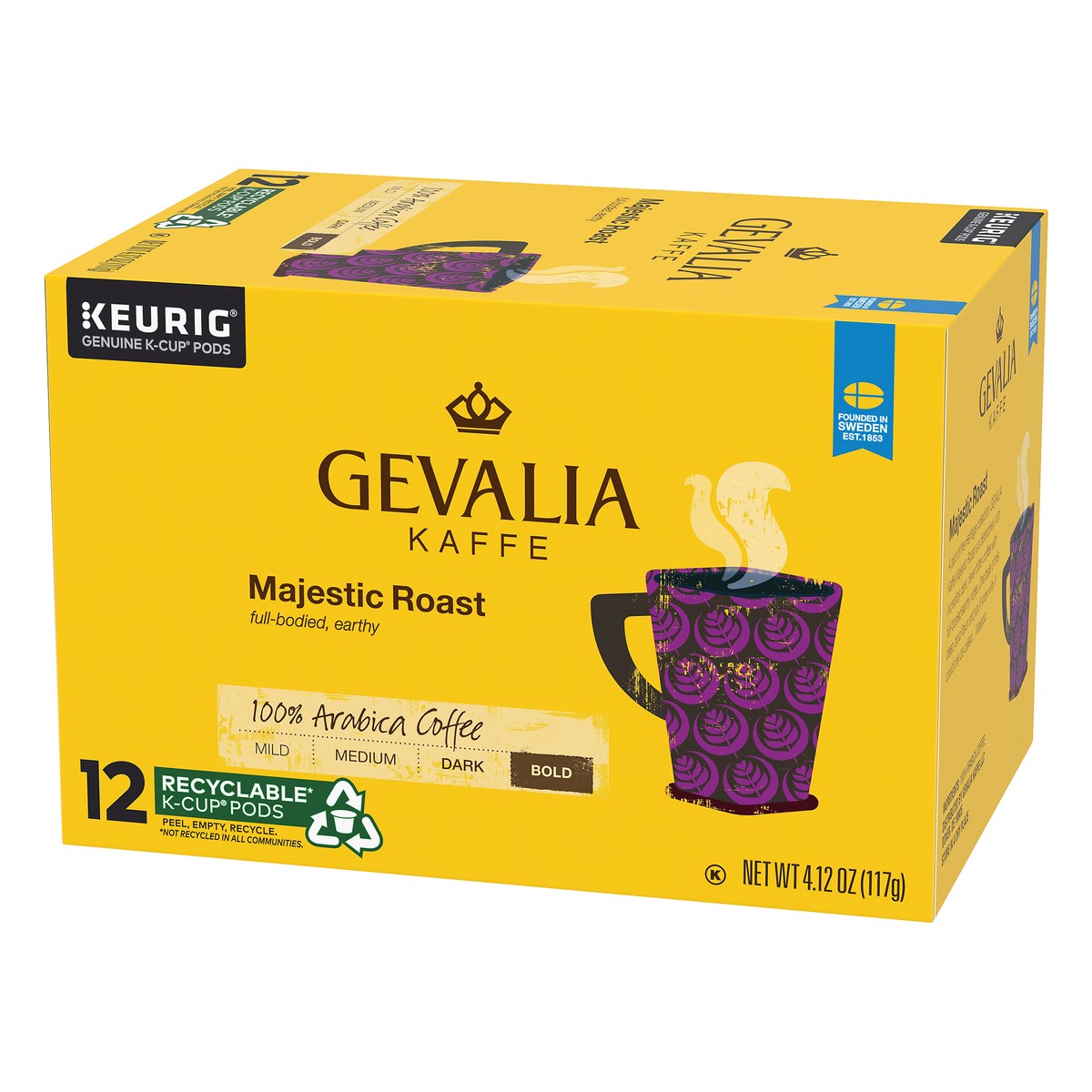 slide 4 of 9, Gevalia Majestic Roast Bold Dark Roast K‐Cup Coffee Pods, 12 ct. Box, 12 ct