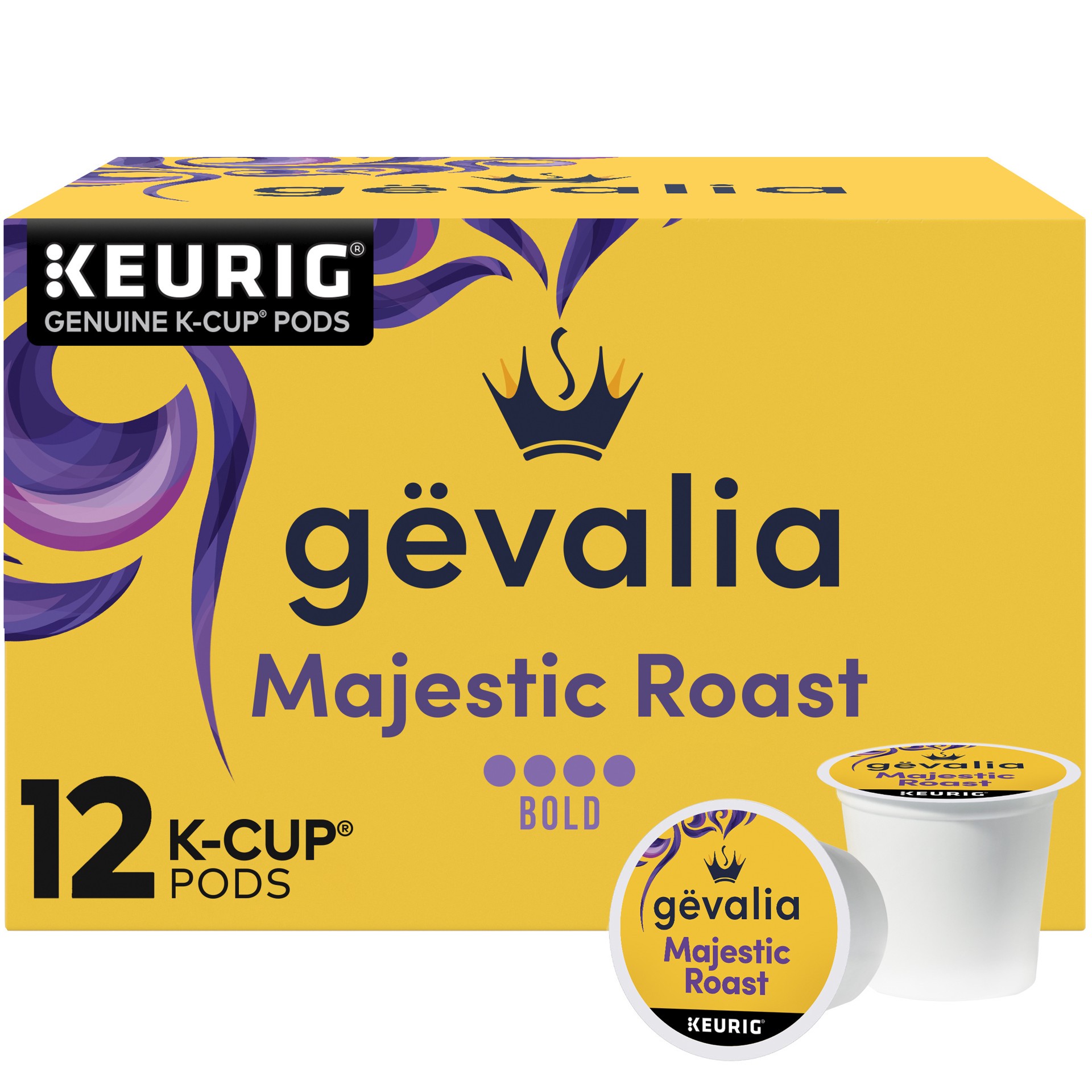 slide 1 of 9, Gevalia Majestic Roast Bold Dark Roast K‐Cup Coffee Pods, 12 ct. Box, 12 ct