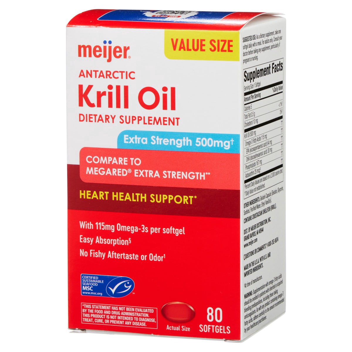 slide 5 of 29, Meijer Krill Oil, Value Size, 500 mg, 80 ct