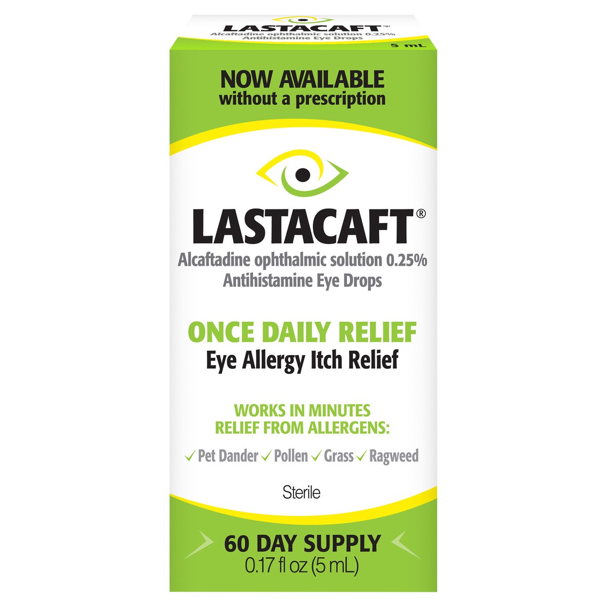 slide 1 of 9, Lastacaft Once Daily Eye Allergy Itch Relief Drops, 1 Count, 0.17 fl oz (5 mL), 0.17 fl oz