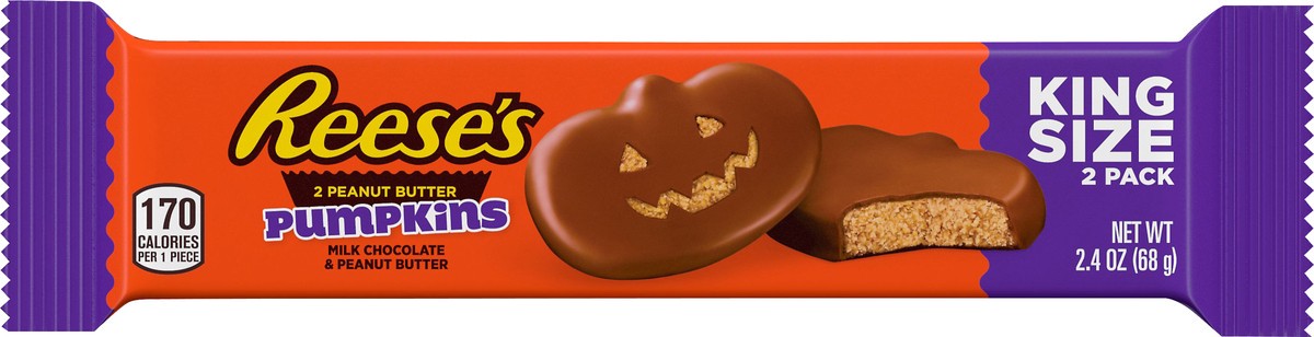 slide 1 of 7, Reese's King Size Peanut Butter Pumpkins Candy 2 ea, 2 ct