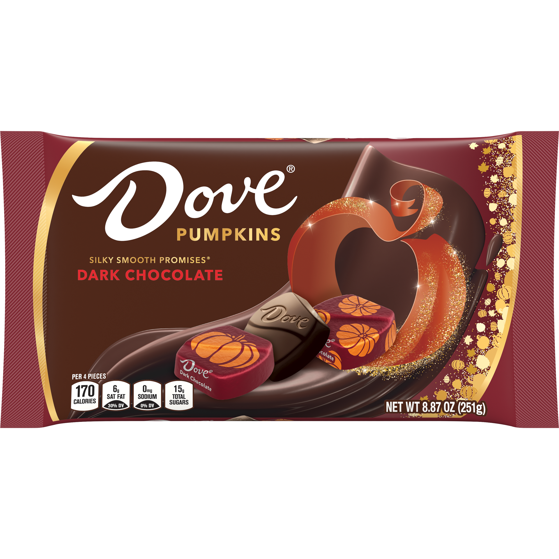 slide 1 of 8, DOVE PROMISES Dark Chocolate Pumpkins Fall Halloween Candy- 8.87 oz, 8.87 oz
