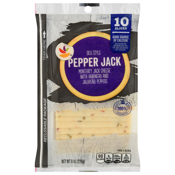 slide 1 of 1, GIANT Pepper Jack Cheese Deli Style Sliced Natural - 10 ct, 10 ct; 8 oz