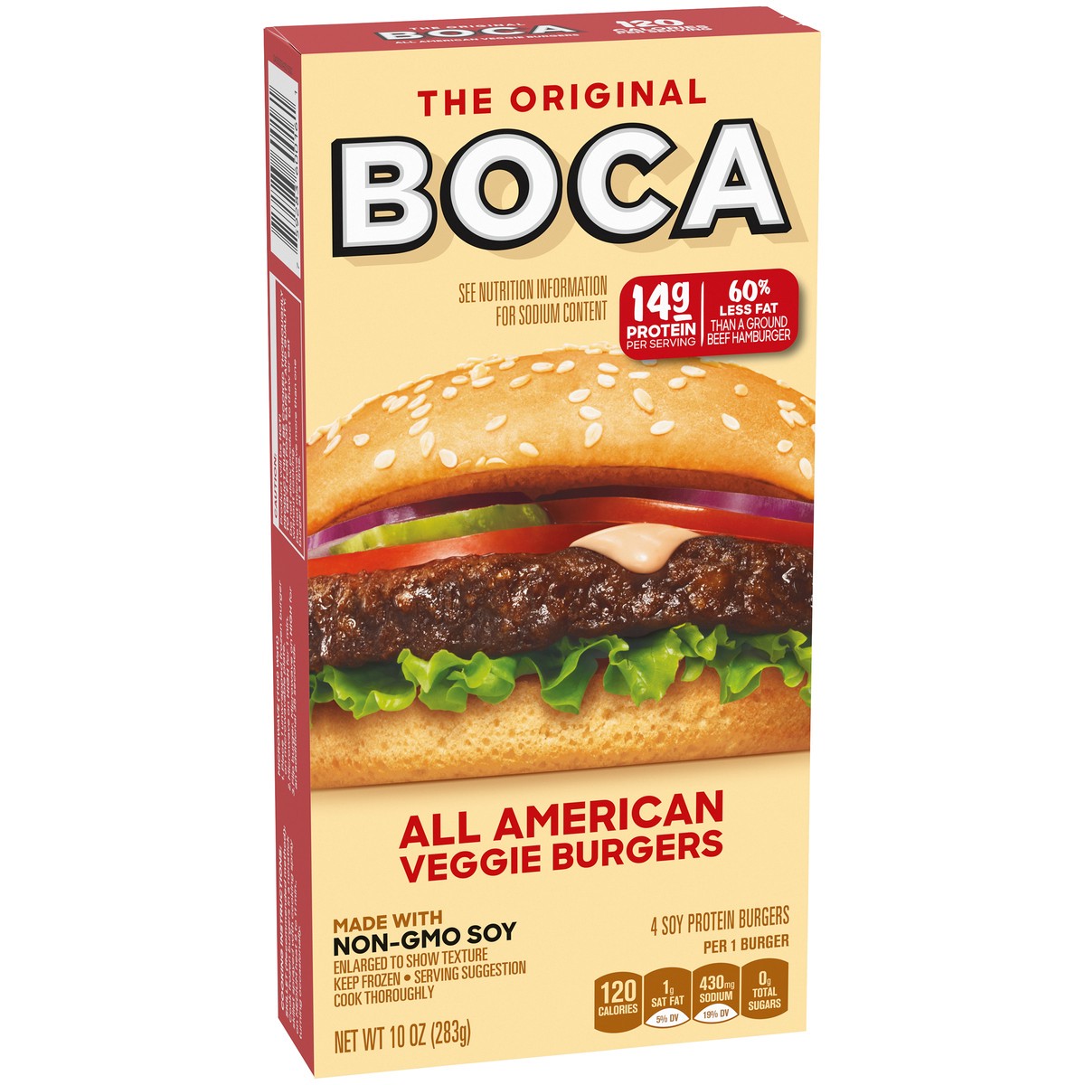 slide 3 of 9, BOCA All American Veggie Burgers with Non-GMO Soy, 4 ct Box, 4 ct