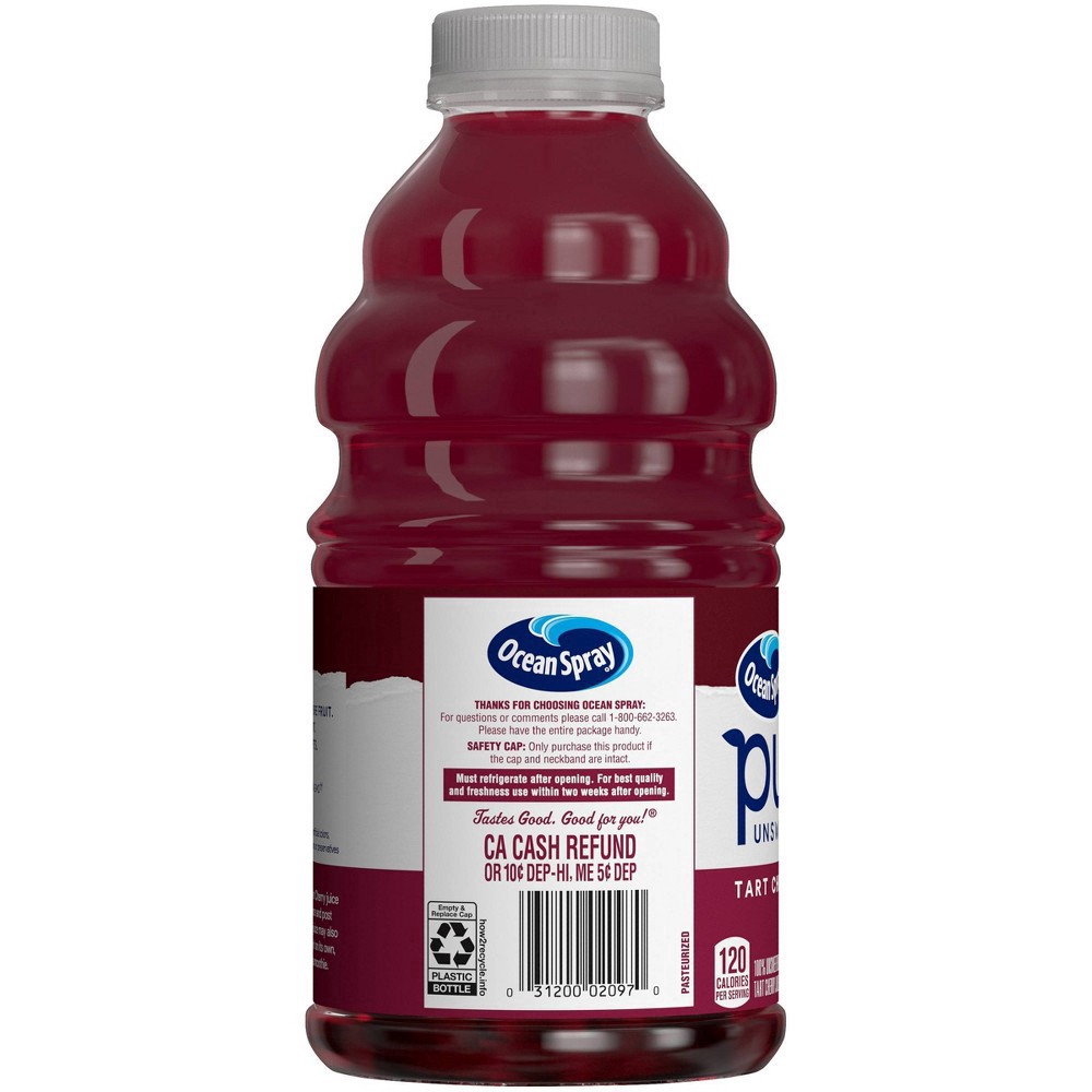 slide 2 of 3, Ocean Spray Pure Unsweetened Tart Cherry, 100% Tart Cherry Juice- 32 fl oz, 32 fl oz