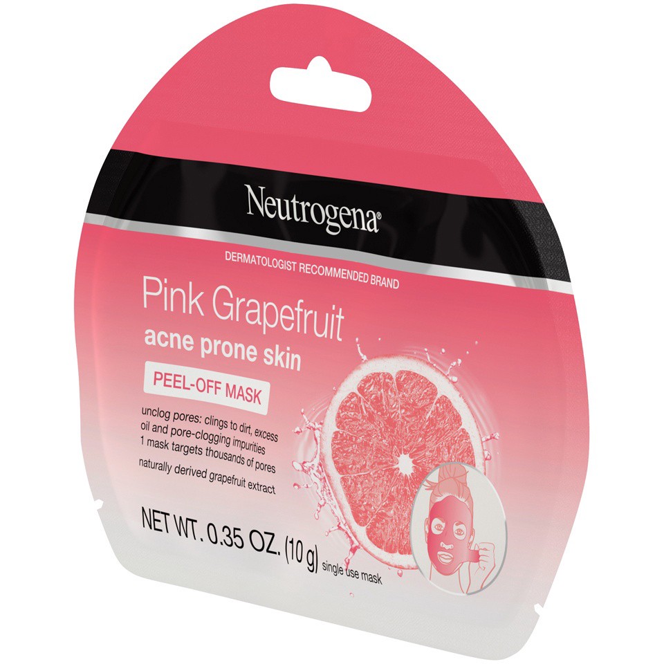 slide 3 of 5, Neutrogena Pink Grapefruit Peel-Off Acne Face Mask with Naturally-Derived Grapefruit Extract for Acne Prone Skin, Single-Use Acne Face Mask, Non-Comedogenic & Oil-Free, 1 ct