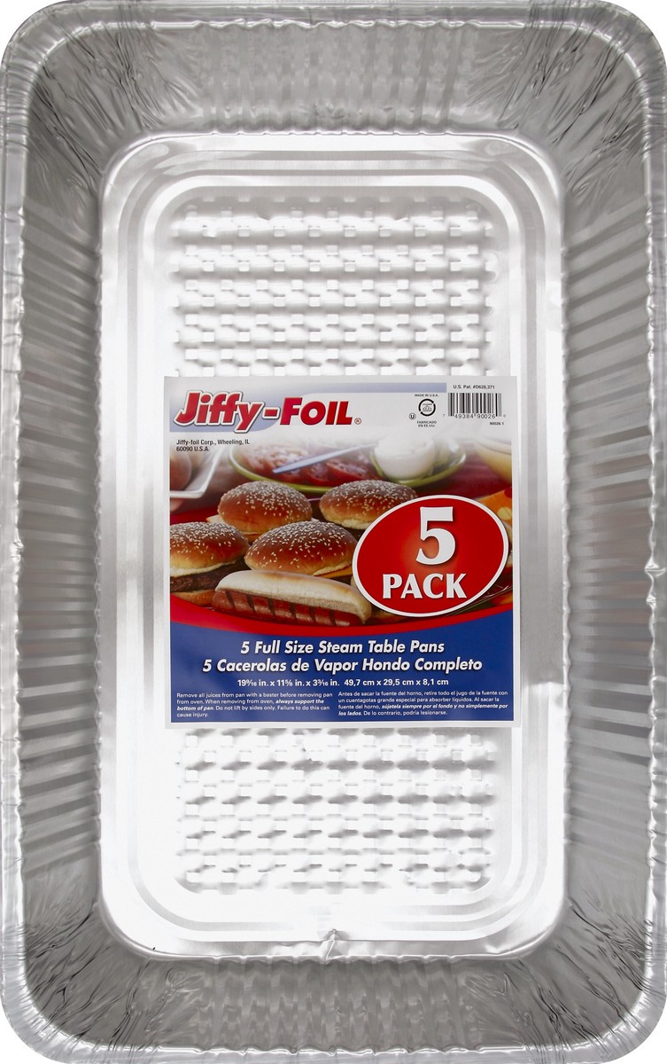 slide 2 of 4, Jiffy-Foil Handi-foil Jiffy Foil Full Size Steam Table Pan, 5 ct