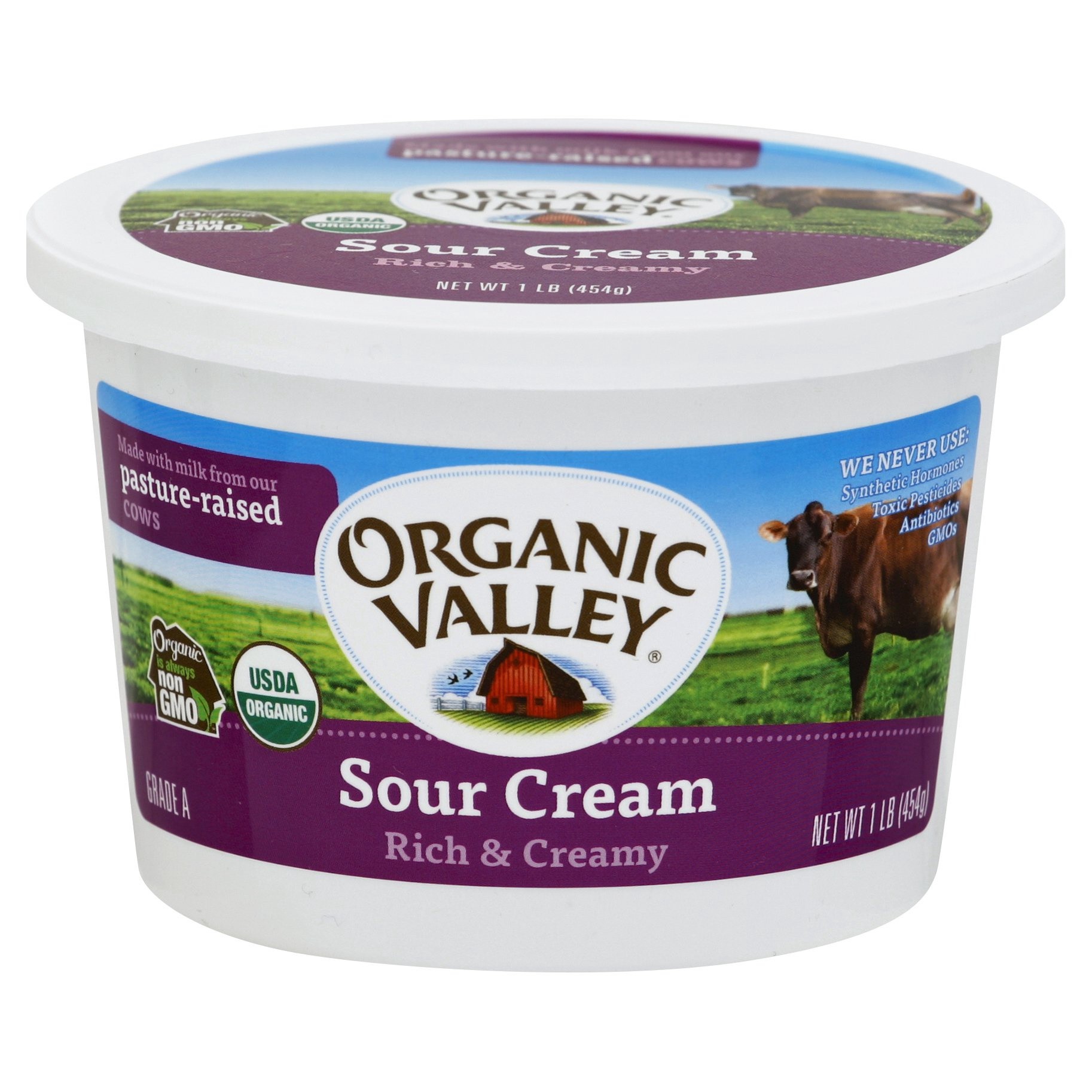 slide 1 of 3, Organic Valley Sour Cream 1 lb, 1 lb