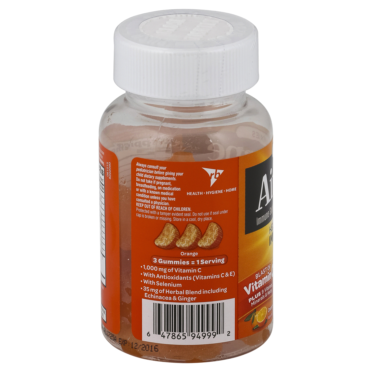 slide 2 of 3, Airborne Original Immune Support Supplement Gummies - Orange, 21 ct