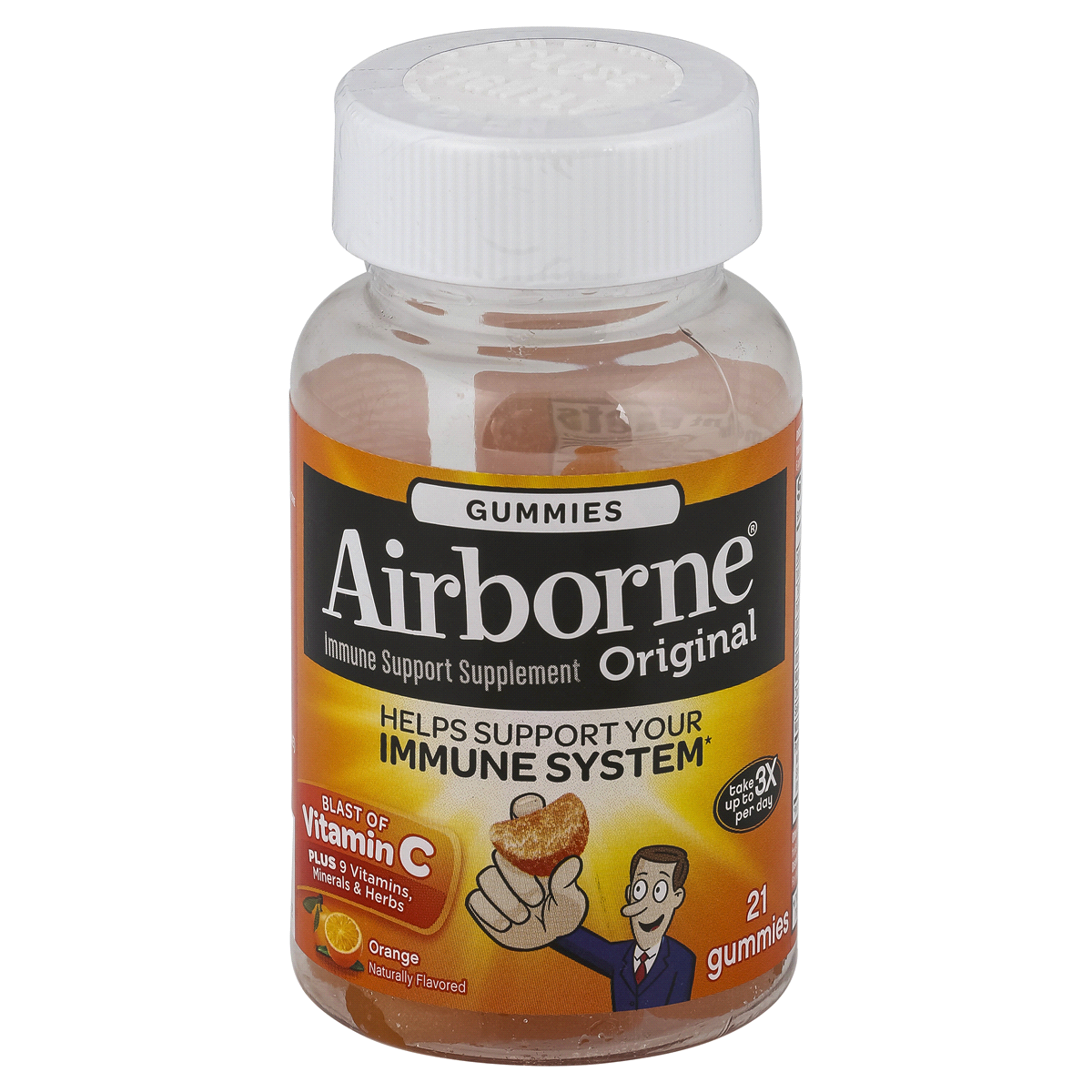 slide 1 of 3, Airborne Original Immune Support Supplement Gummies - Orange, 21 ct