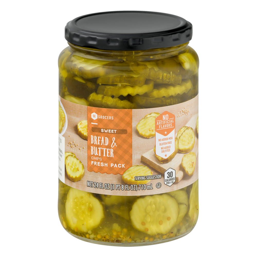 slide 1 of 1, SE Grocers Bread & Butter Chips Fresh Pack Sweet, 24 oz