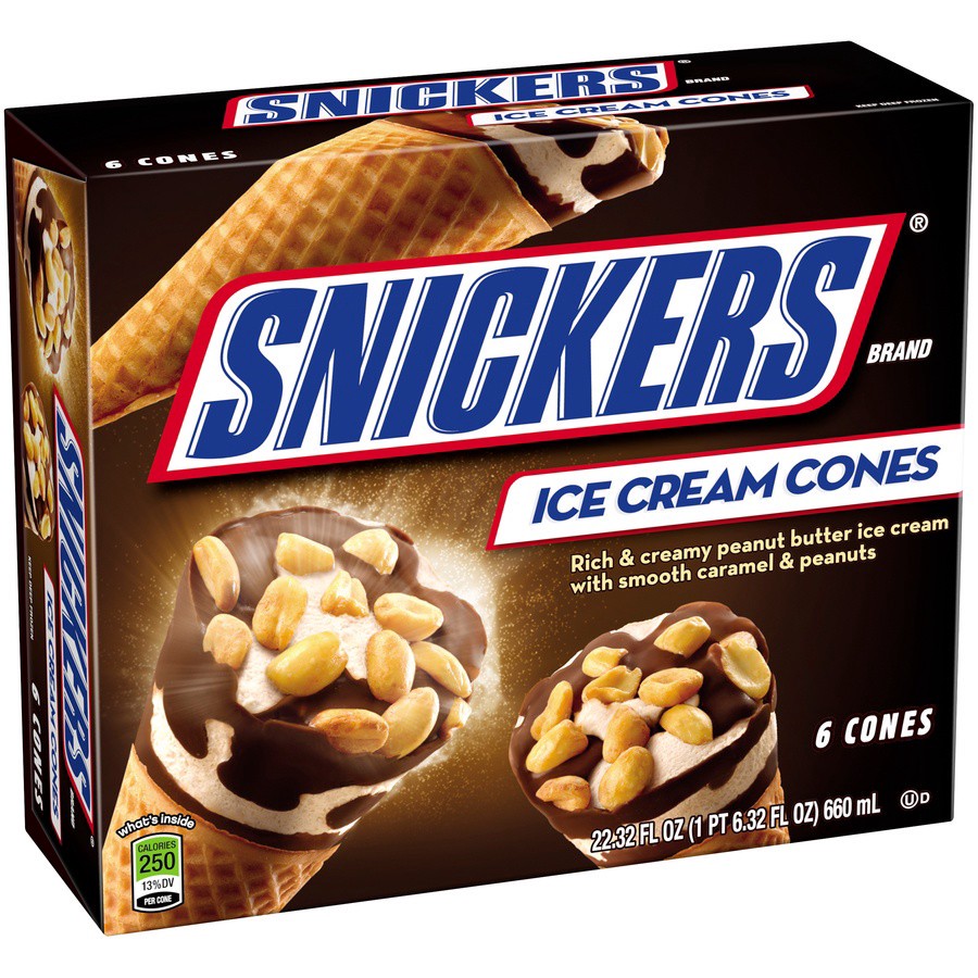 slide 7 of 8, Snickers Ice Cream Cone 6-ct Box, 22.32 fl oz