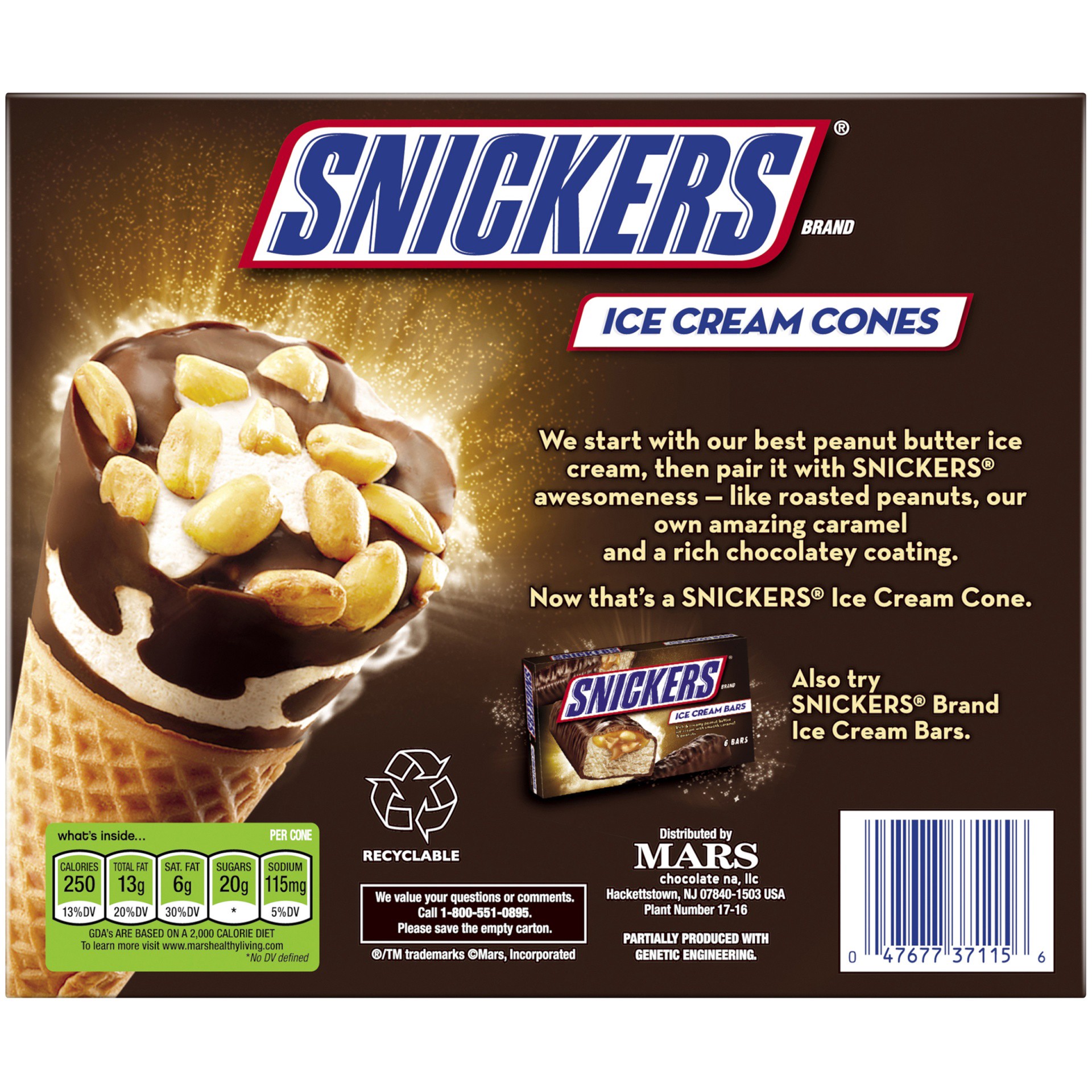 slide 6 of 8, Snickers Ice Cream Cone 6-ct Box, 22.32 fl oz