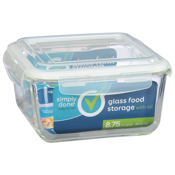 slide 1 of 1, Simply Done 8.75 Cups Glass Food Storage with Lid 1 ea, 1 ct