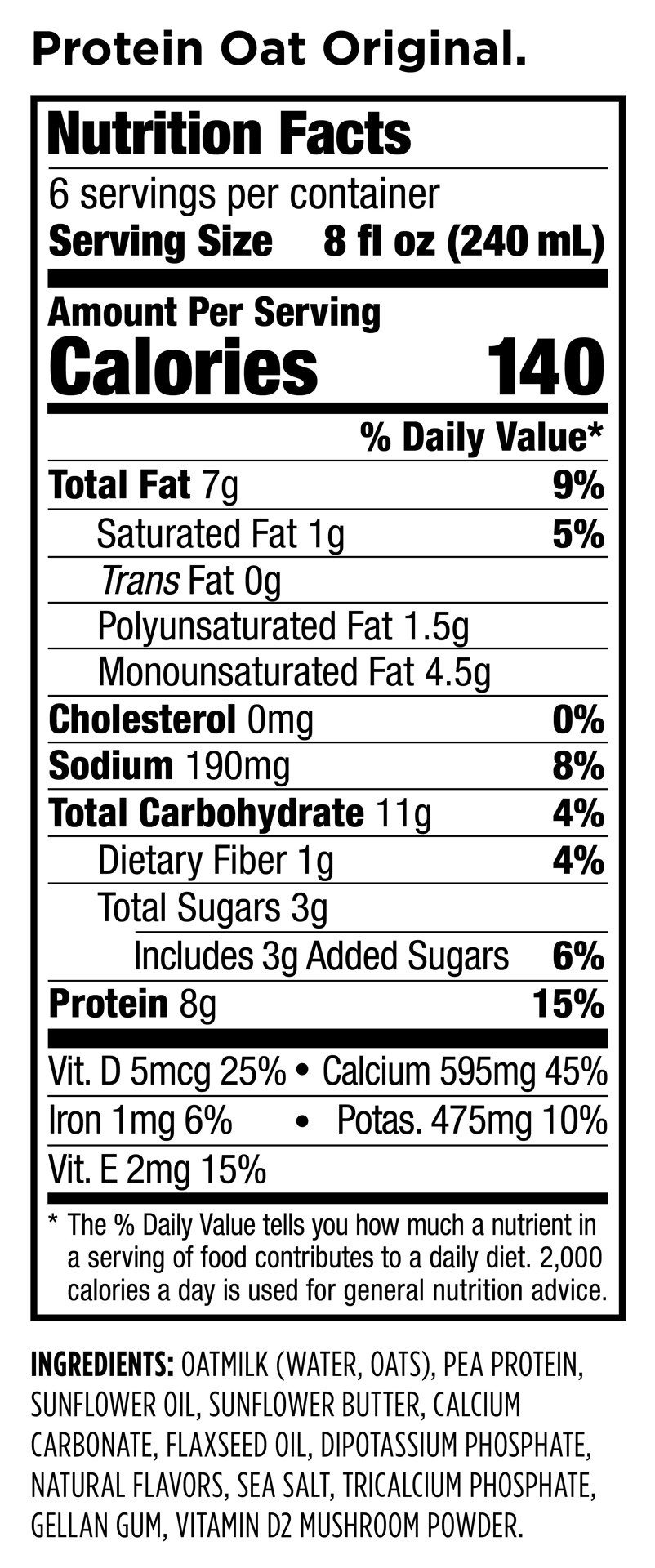 slide 3 of 8, Califia Farms Protein Original Oat Milk 48 fl oz, 48 fl oz