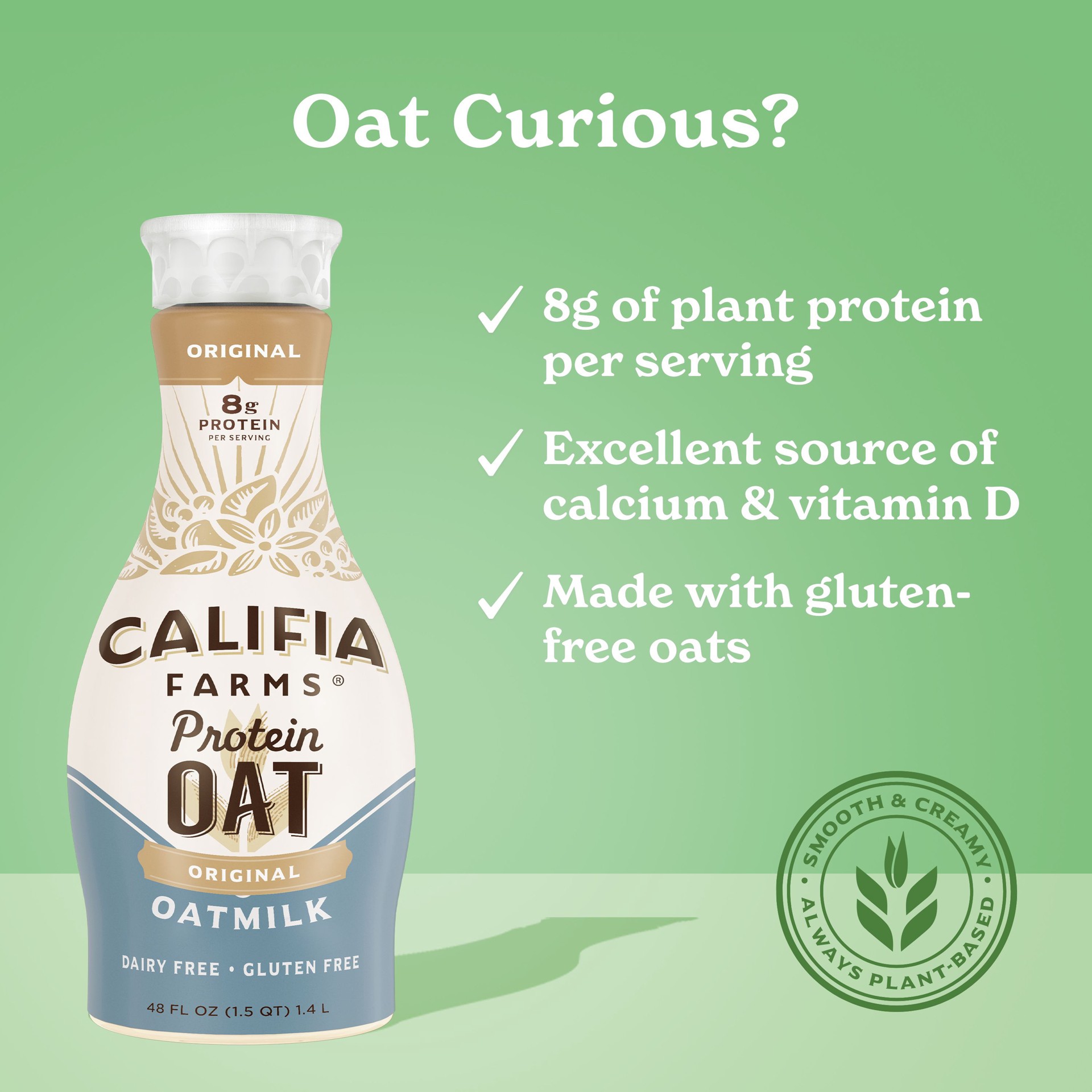 slide 4 of 8, Califia Farms Protein Original Oat Milk 48 fl oz, 48 fl oz