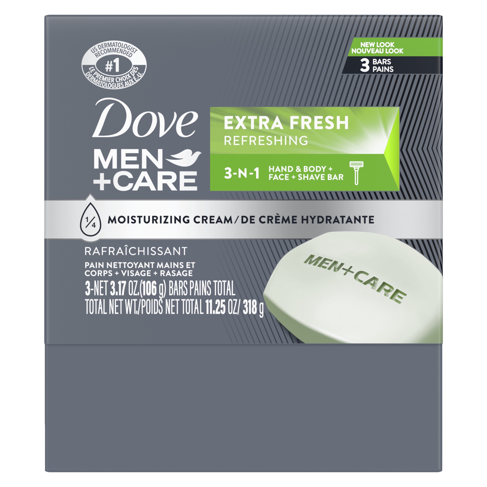 slide 2 of 4, Dove Men+Care Extra Fresh Bar, 3-Pack, 1 ct